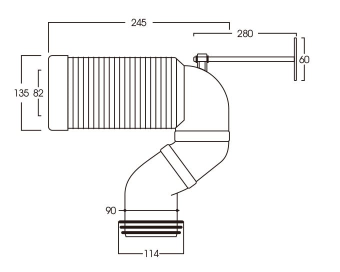 S - Trap Connector 150 - 220mm Adjustable - Model SC03 - OSHONIC