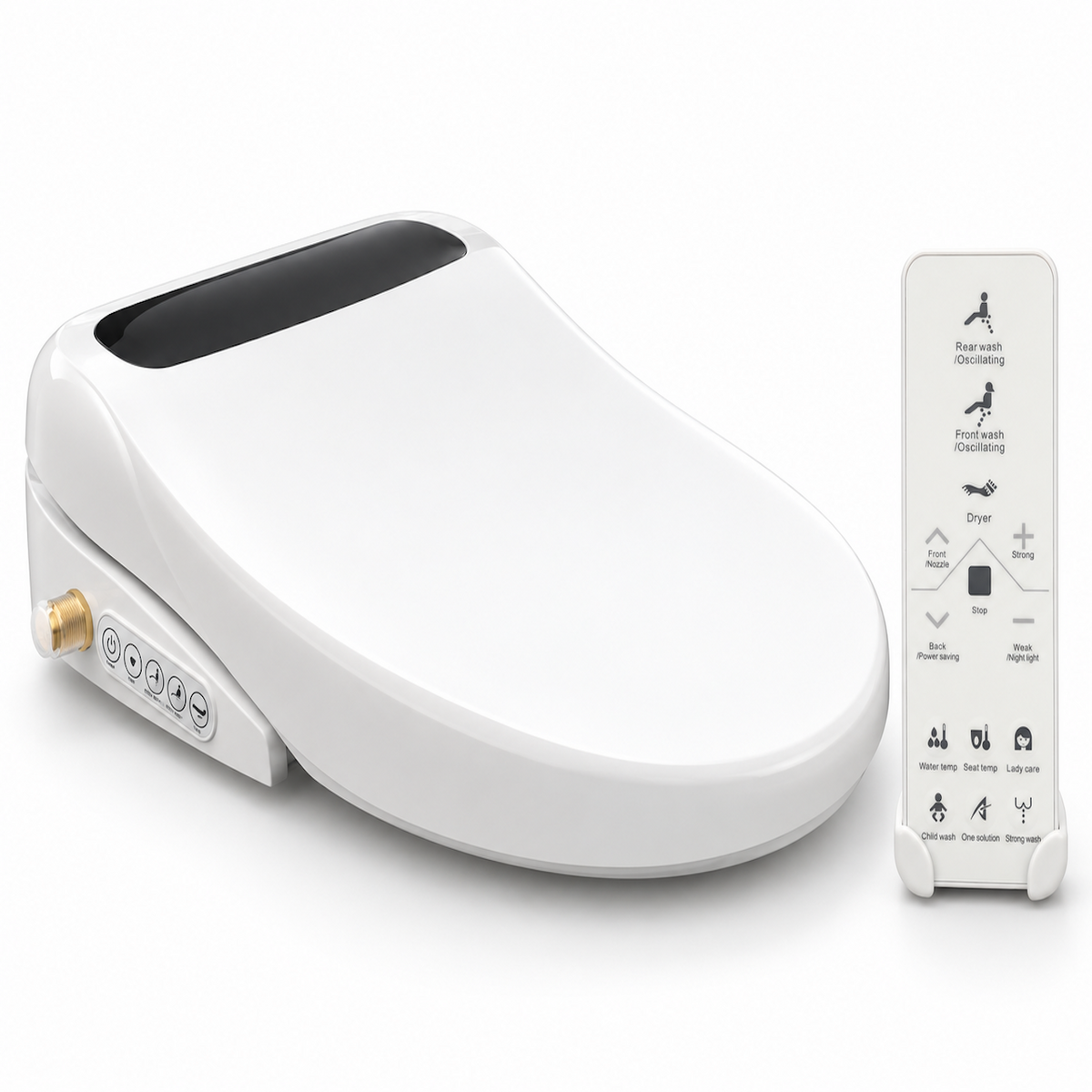 OSHONIC Essence smart bidet seat with its wireless remote control