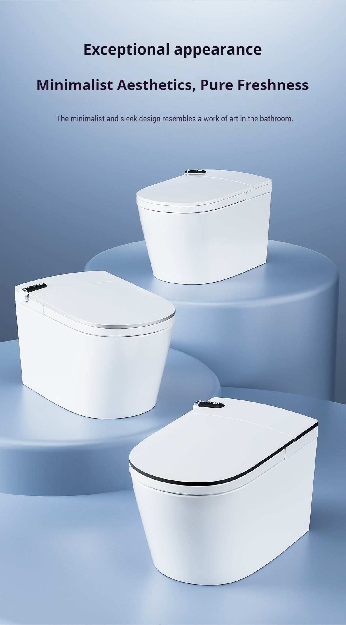 OSHONIC Aura Float wall-hung smart toilet, certified model LF720J-DW — side view